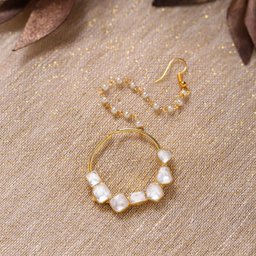 Kundan Nose Ring with Chain