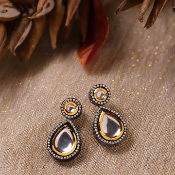 Dual Tone Kundan Earrings