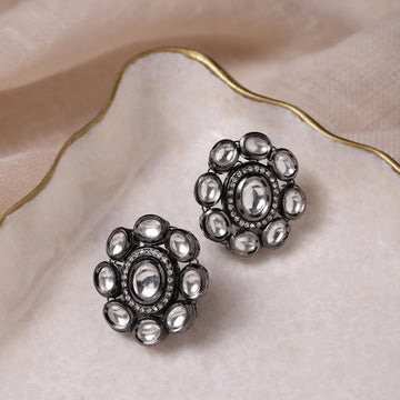 Silver Tone Kundan Studs