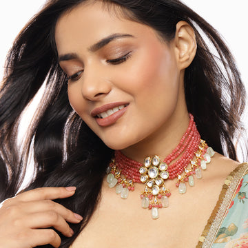 Pink Kundan Neckpiece