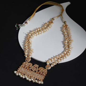 Long Pearl Layered Kundan Necklace