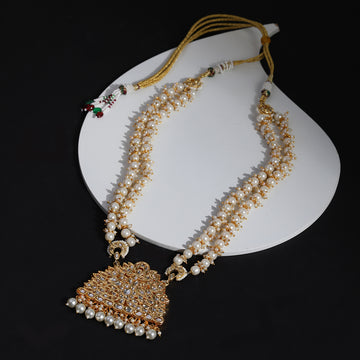 Long Pearl Layered Kundan Necklace