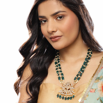 Long Green Kundan Necklace