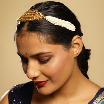 Kundan & Pearls Beaded Hair Band