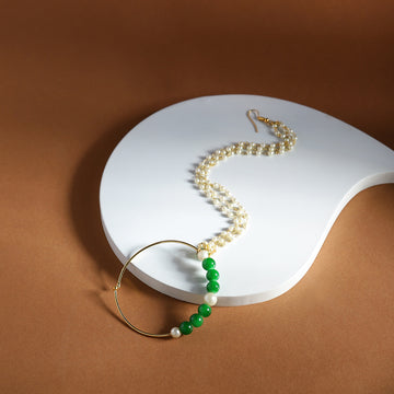 Green & Pearl Beaded Nose Ring