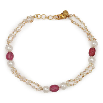 Pearl and Stone Anklets (set of 2)