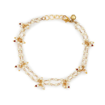 Pearl and Stone Anklets (set of 2)