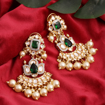 Dangler Kundan Earrings with Pearls