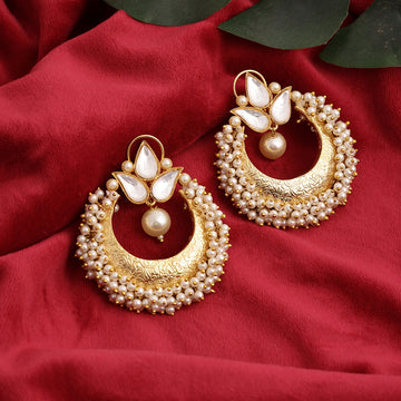 Chand and Tear Drop Pearl Earrings