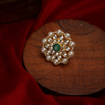 Oversized Round Cocktail Kundan Ring