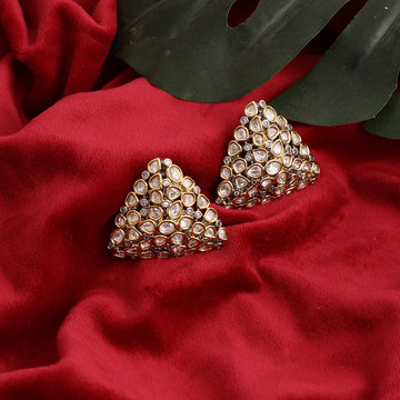 Triangle Dual Tone Kundan Earrings