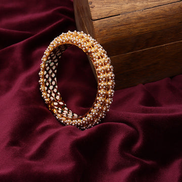 Ruby Raang Women Handcrafted Pearl Heavy Bangle