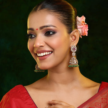 Diamond and Stone Jhumka Earrings