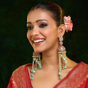 Diamond and Stone Jhumka Earrings