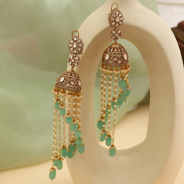 Diamond and Stone Jhumka Earrings