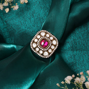 Kundan and Stone Ring