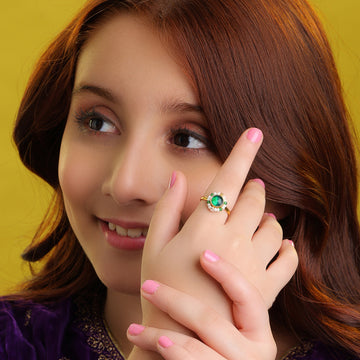Titli Kids Emerald Kundan Round Ring