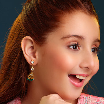 Titli Kids Kundan Emerald Drop Earrings