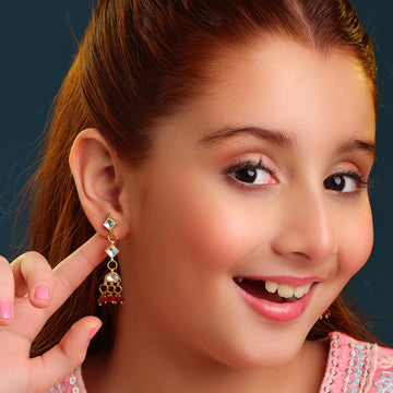Titli Kids Kundan Maroon Drop Earrings