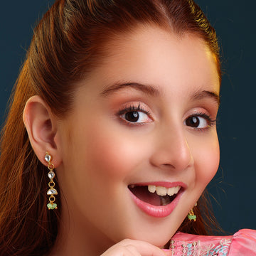 Titli Kids Kundan Mint Drop Earrings