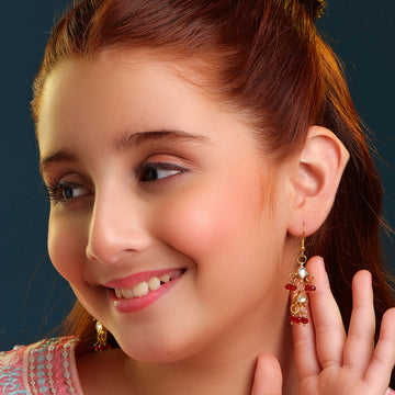 Titli Kids Pearl Ruby Chandelier Earrings
