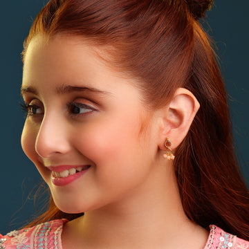 Titli Kids Kundan Peach Drop Earrings