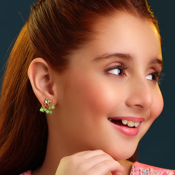 Titli Kids Kundan Mint Cluster Earrings