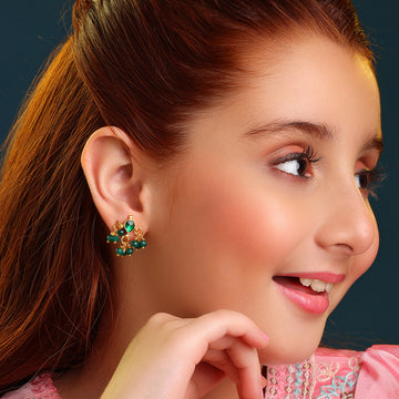 Titli Kids Emerald Kundan Cluster Earrings