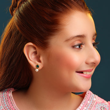 Titli Kids Emerald Pearl Stud Earrings