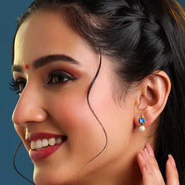 Titli Alveera Blue Stone Pearl Earrings