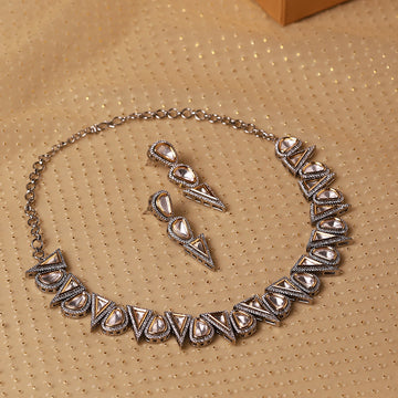Diamond & Semi Precious Stone Neckpiece with Earrings
