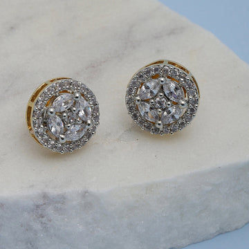 Silver Round Diamond Studs