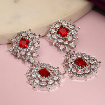 Doublet Diamond and Ruby Earrings