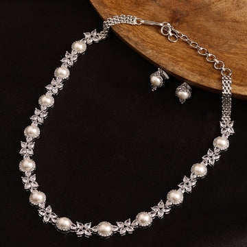 Pearl and Diamond Necklace with Studs