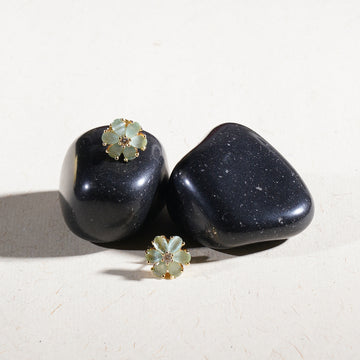 Light Green Stone Flower Studs