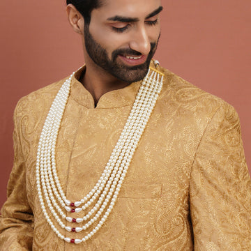 Maroon and White Layered Neckpiece