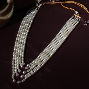 Maroon and White Layered Neckpiece