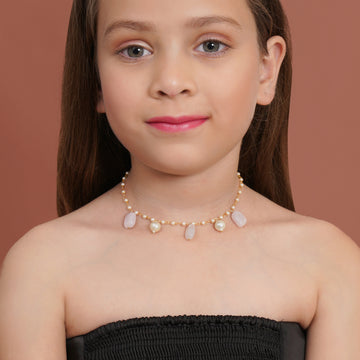 Stone & Pearl Necklace for Kids