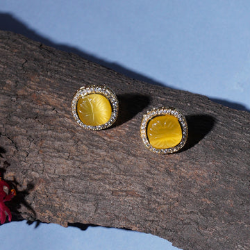 Yellow Stone Kundan Studs