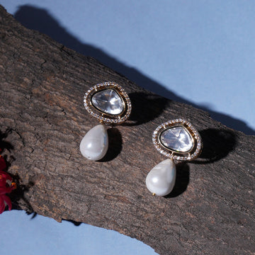 Kundan Studs with Pearl Drop