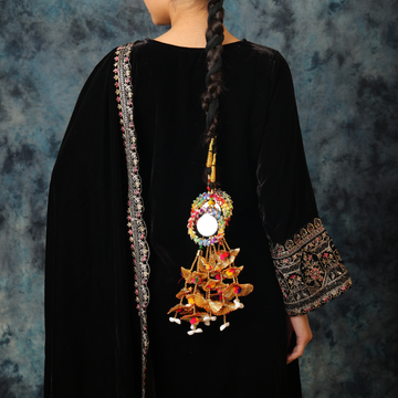 Colorful Pastel Hues Threads with Pearls & Black Thread Parandi