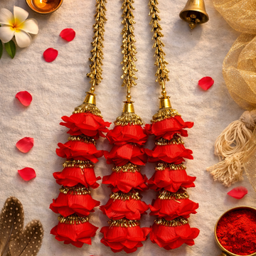 red floral & gota parandi