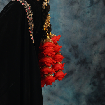 bridal punjabi red floral parandi for wedding braid festive hair accessory