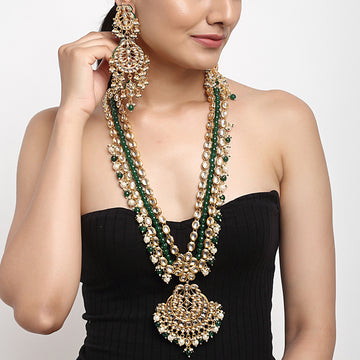 Long Kundan Neckpiece with Earrings