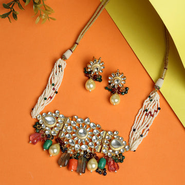 Kundan Maharani Choker with Earrings