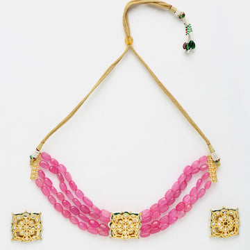 Pink Kundan Choker with Kundan Studs