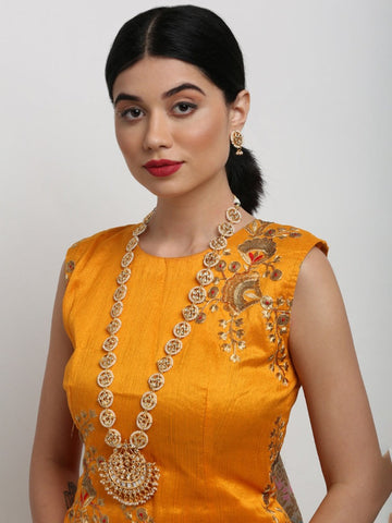 Long Kundan Neckpiece with Studs