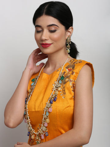 Long Kundan Neckpiece with Studs