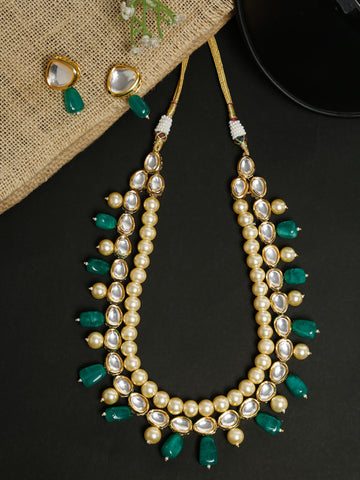 Long Kundan Neckpiece with Earrings