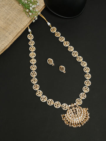 Long Kundan Neckpiece with Studs